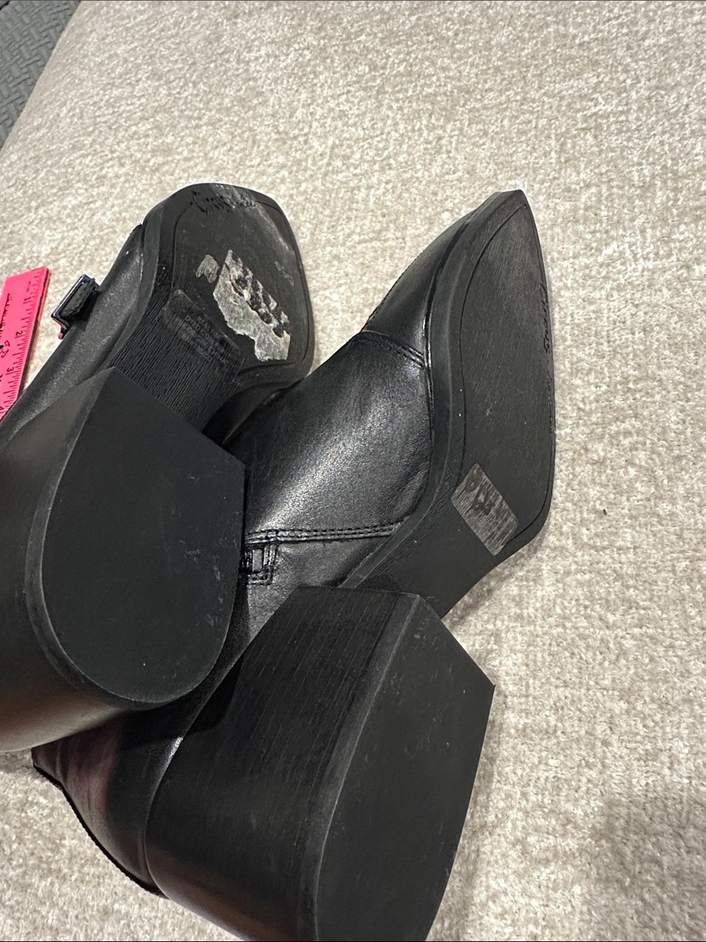 Circus by Sam Edelman Black Leather Ankle Boots with Leopard Print Panels - Picture 9 of 12